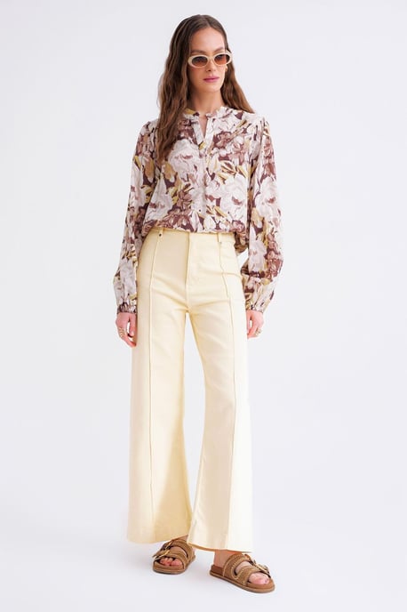 Bloemdruk Lange Mouw Mandarin Kraag Blouse - Image 2