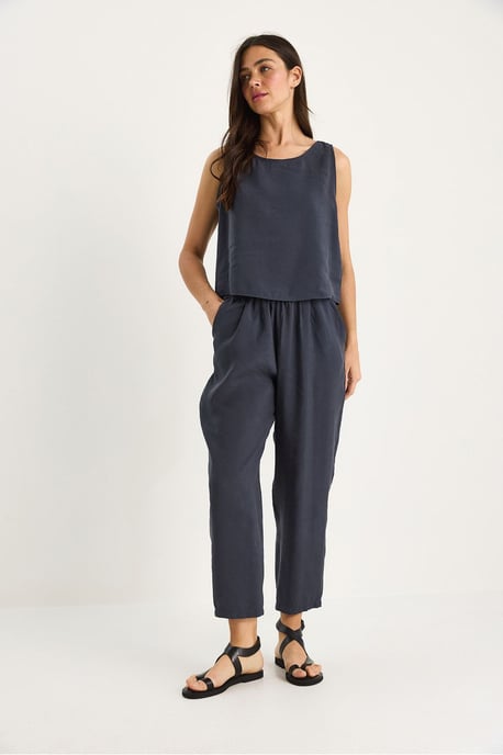 Mouwloze Crew Neck Blouse en Carrof Fit Broeken Set - Image 2