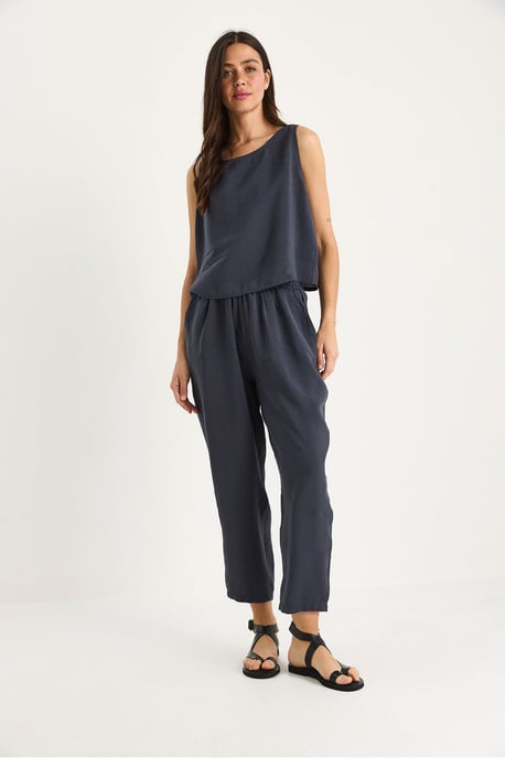 Mouwloze Crew Neck Blouse en Carrof Fit Broeken Set - Image 3