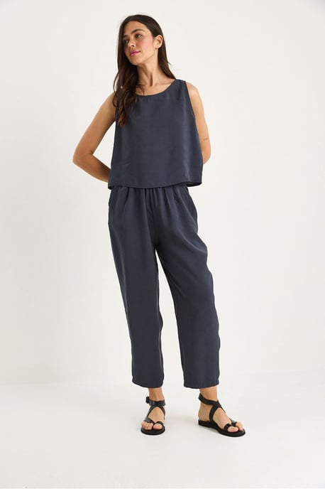 Mouwloze Crew Neck Blouse en Carrof Fit Broeken Set - Image 4