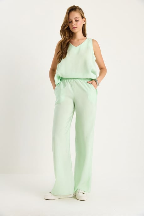V-hals Katoenen Blouse-Broek Twee-Piece Set - Image 4