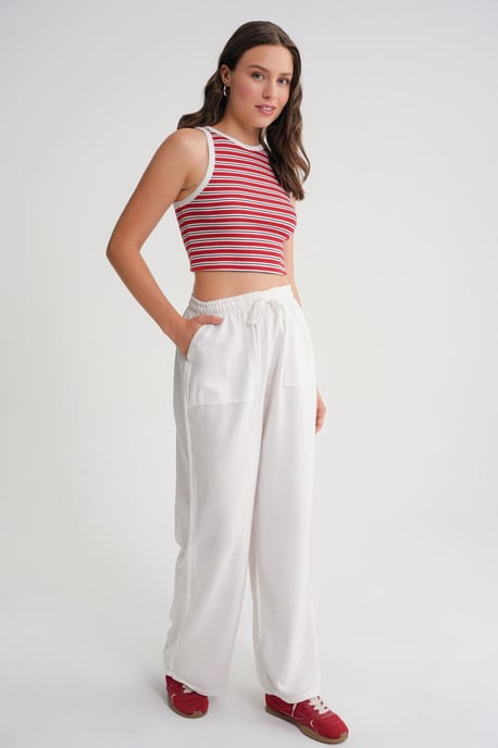Middenhoge Rechte Pantalon van Katoen met Striksluiting - Image 2