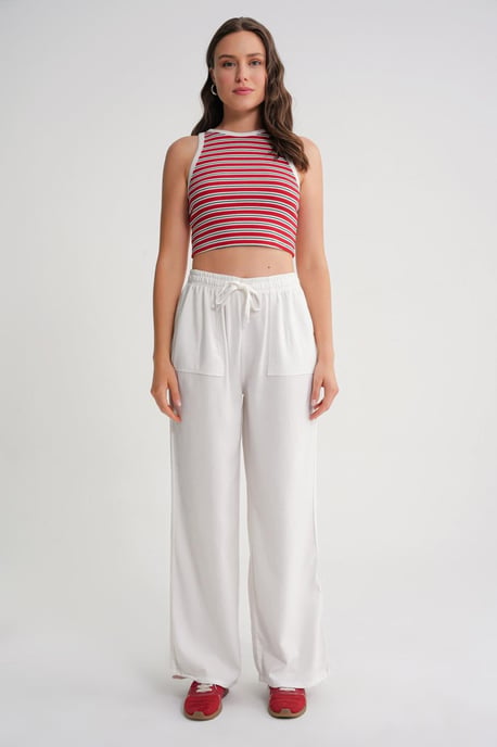 Middenhoge Rechte Pantalon van Katoen met Striksluiting - Image 3