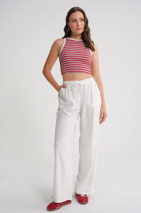 Middenhoge Rechte Pantalon van Katoen met Striksluiting - Image 4