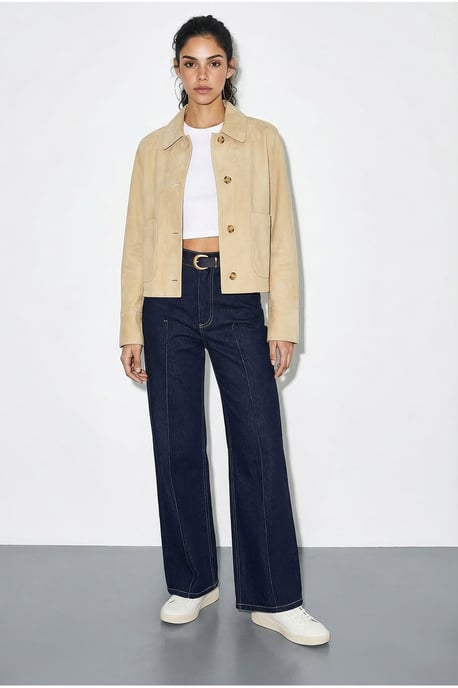 Hoge Taille Wijde Denim Broek met Riem - Image 3