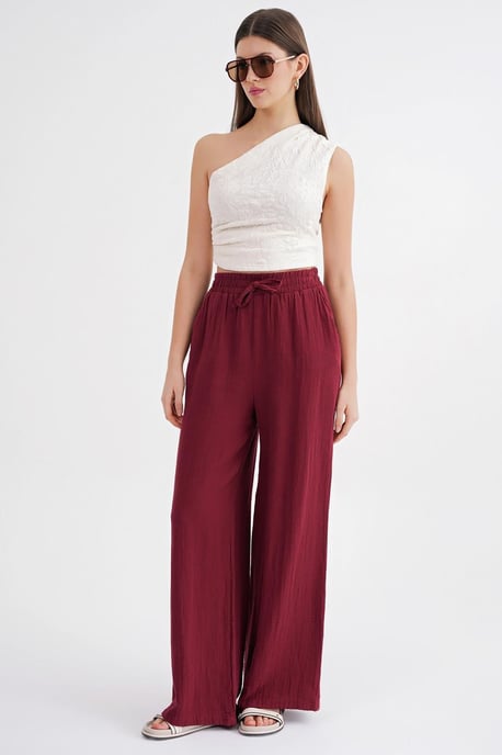 Hoge Taille Textuur Muslin Stof Broek - Image 3