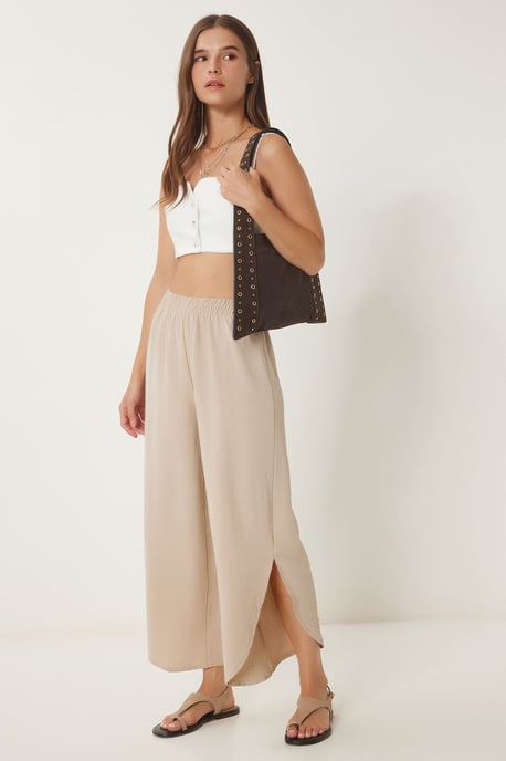 Wijde Pijp Textuur Pull-On Broek - Image 3