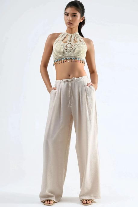 Brede Pijpen Casual Broek met Touwtjes - Image 2