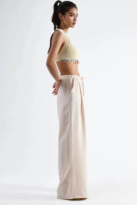 Brede Pijpen Casual Broek met Touwtjes - Image 3