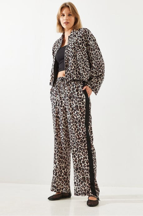 Hoge Taille Luipaardprint Wijde Pantalon - Image 2