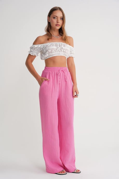 Hoge Taille Geweven Mousseline Stof Broek - Image 1