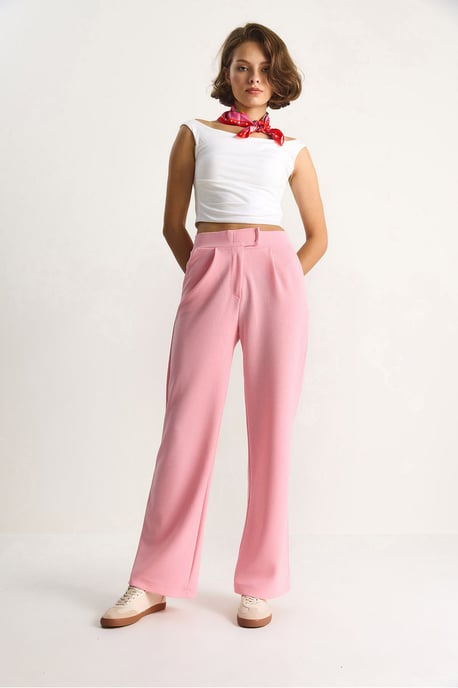 Hoge Taille Wijde Pijpen Geplooide Broek - Image 2