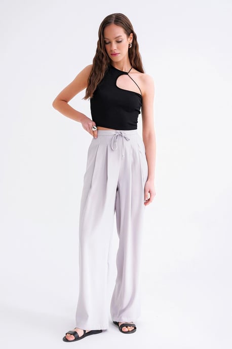 Hoge Taille Plissé Palazzo Broek - Image 6