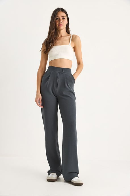 Hoge Taille Wijde Pantalon met Plissee - Image 2