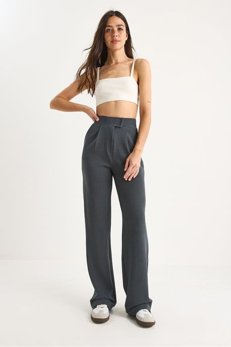 Hoge Taille Wijde Pantalon met Plissee - Image 3