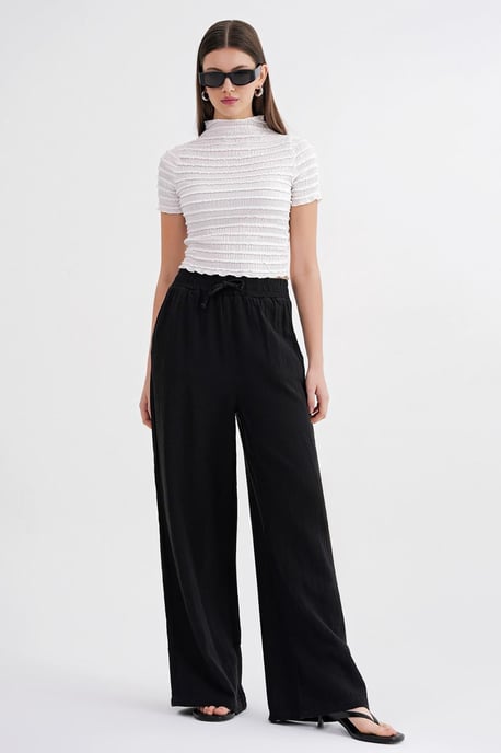 Hoge Taille Textuur Muslin Stof Broek - Image 3