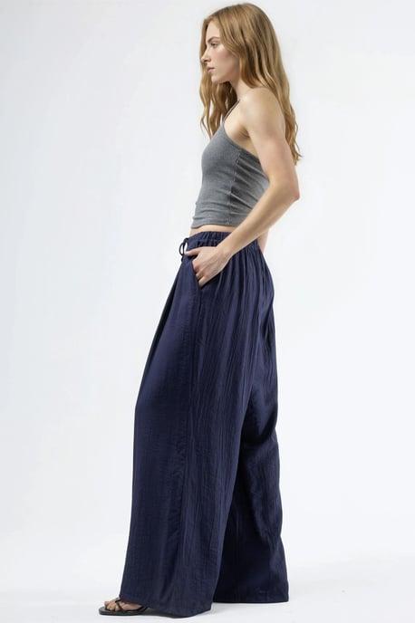 Brede Pijpen Casual Broek met Touwtjes - Image 2