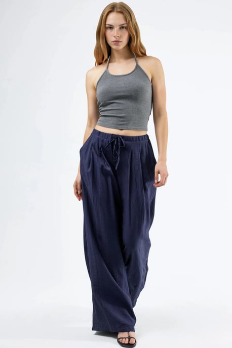 Brede Pijpen Casual Broek met Touwtjes - Image 4
