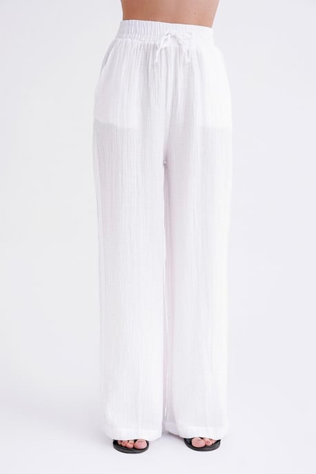Hoge Taille Textuur Muslin Stof Broek - Image 4