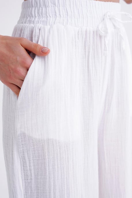 Hoge Taille Textuur Muslin Stof Broek - Image 6