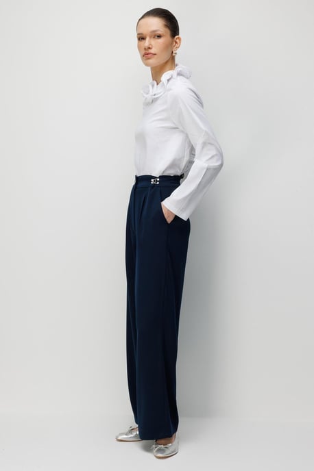Hoge Taille Wijde Pantalon met Toebehoren Detail - Image 5
