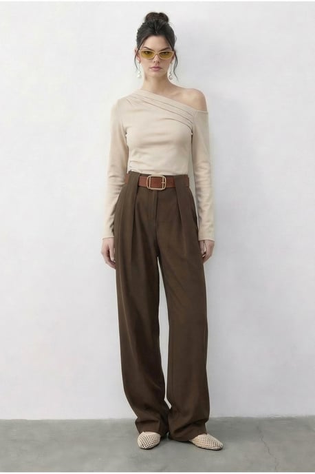 Hoge Taille Wijde Pantalon met Riem - Image 2