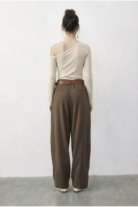 Hoge Taille Wijde Pantalon met Riem - Image 5