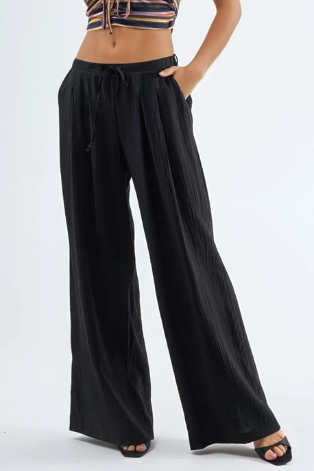 Brede Pijpen Casual Broek met Touwtjes - Image 1