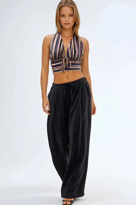 Brede Pijpen Casual Broek met Touwtjes - Image 4