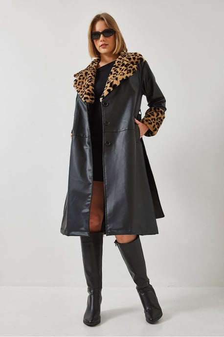 Nepleren Leeuwenkruid Trenchcoat met Sjaalkraag - Image 2
