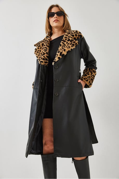 Nepleren Leeuwenkruid Trenchcoat met Sjaalkraag - Image 3