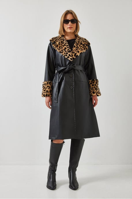 Nepleren Leeuwenkruid Trenchcoat met Sjaalkraag - Image 4
