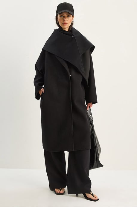 Oversized Sjaalkraag Geknoopte Jas - Image 1