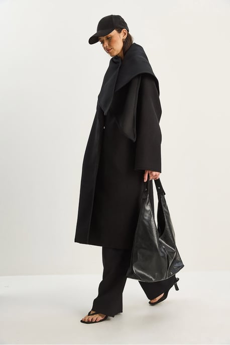 Oversized Sjaalkraag Geknoopte Jas - Image 2