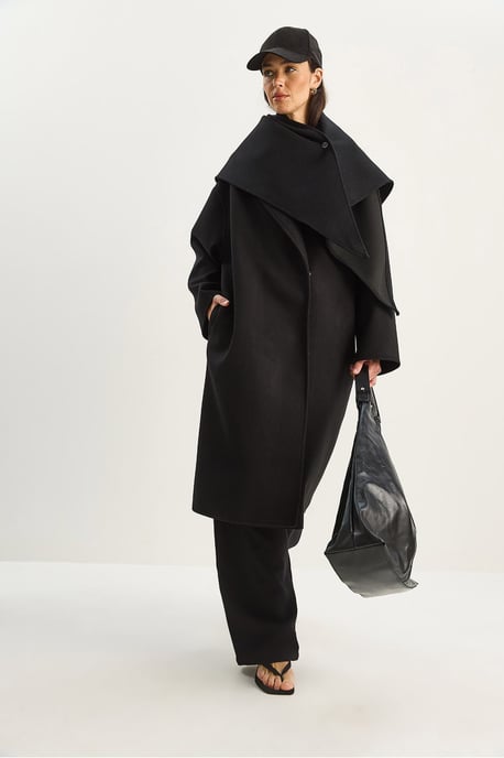 Oversized Sjaalkraag Geknoopte Jas - Image 3