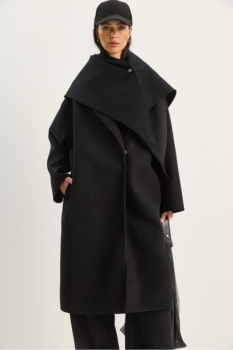 Oversized Sjaalkraag Geknoopte Jas - Image 4