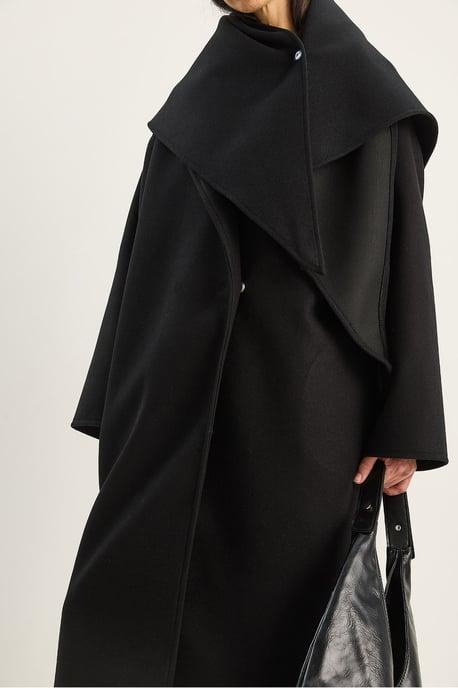 Oversized Sjaalkraag Geknoopte Jas - Image 6