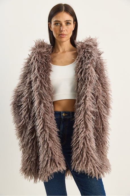 Oversized Hoody Faux Fur Jacket - Image 2