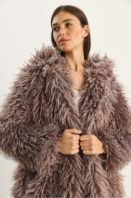 Oversized Hoody Faux Fur Jacket - Image 4