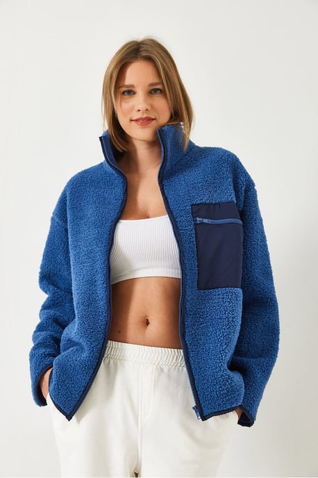 Pluche Ritskraag Faux Bont Jacket - Image 2