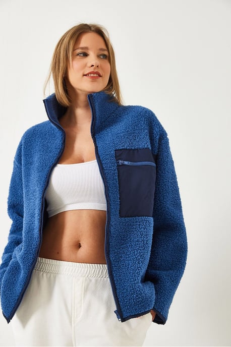 Pluche Ritskraag Faux Bont Jacket - Image 3