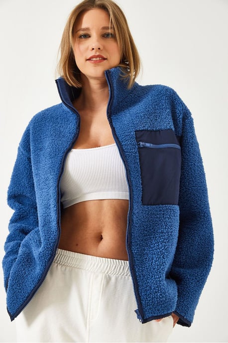 Pluche Ritskraag Faux Bont Jacket - Image 4