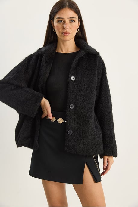 Oversized Pluche Jasje met Knopfsluiting - Image 2