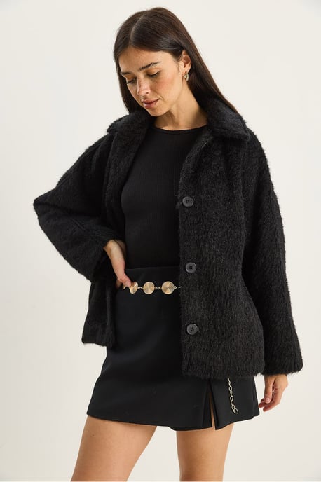 Oversized Pluche Jasje met Knopfsluiting - Image 3