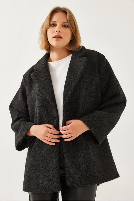 Oversized Pluche Jas met Sjaalkraag en Zak - Image 2