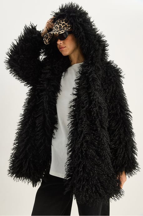 Oversized Gewatteerde Voorkraag Faux Fur Jas - Image 4