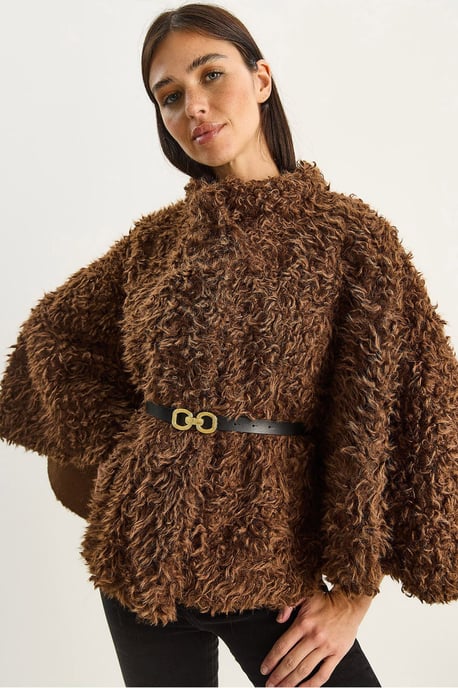Oversized Pluche Jas met Kraag - Image 1