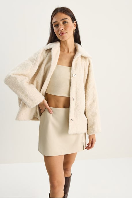 Oversized Pluche Jas met Knopsluiting - Image 4