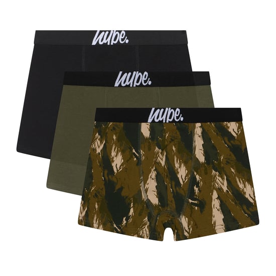 3-Pack Jongens Boxers Zwart, Olijf & All Over Print Zachte Ademend Ondergoed - Image 1
