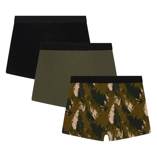 3-Pack Jongens Boxers Zwart, Olijf & All Over Print Zachte Ademend Ondergoed - Image 2